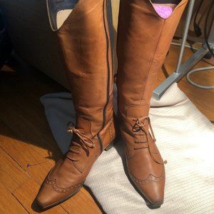Hogl leather high boots with zip tan, 7.5